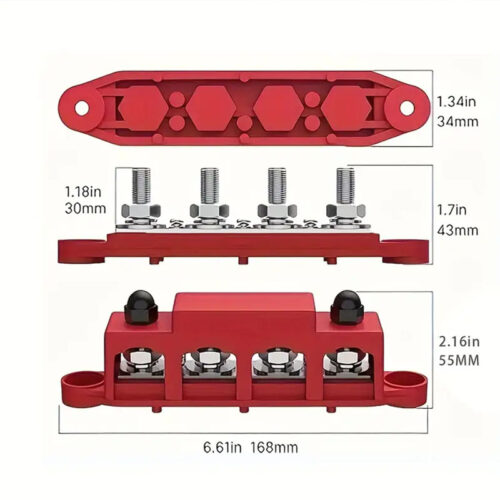 2 X BusBar 300A , μπάρες με αντοχή τουλάχιστον 15KW (μαύρη + κόκκινη)